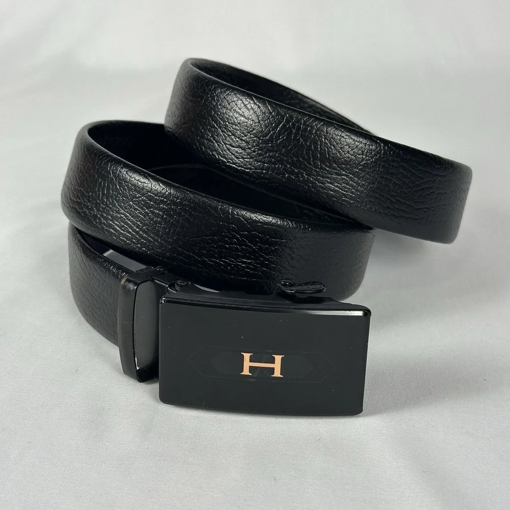 Ratchet Belt Leather Men's Size 44 Adjustable Track Belt Initial H Buckle